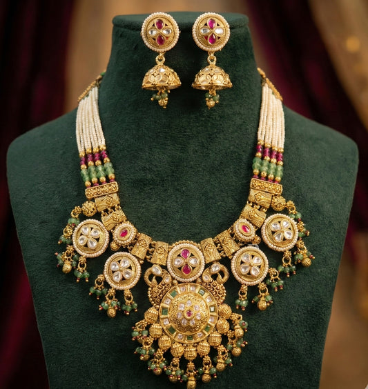 Kamini Antique Gold Necklace Set
