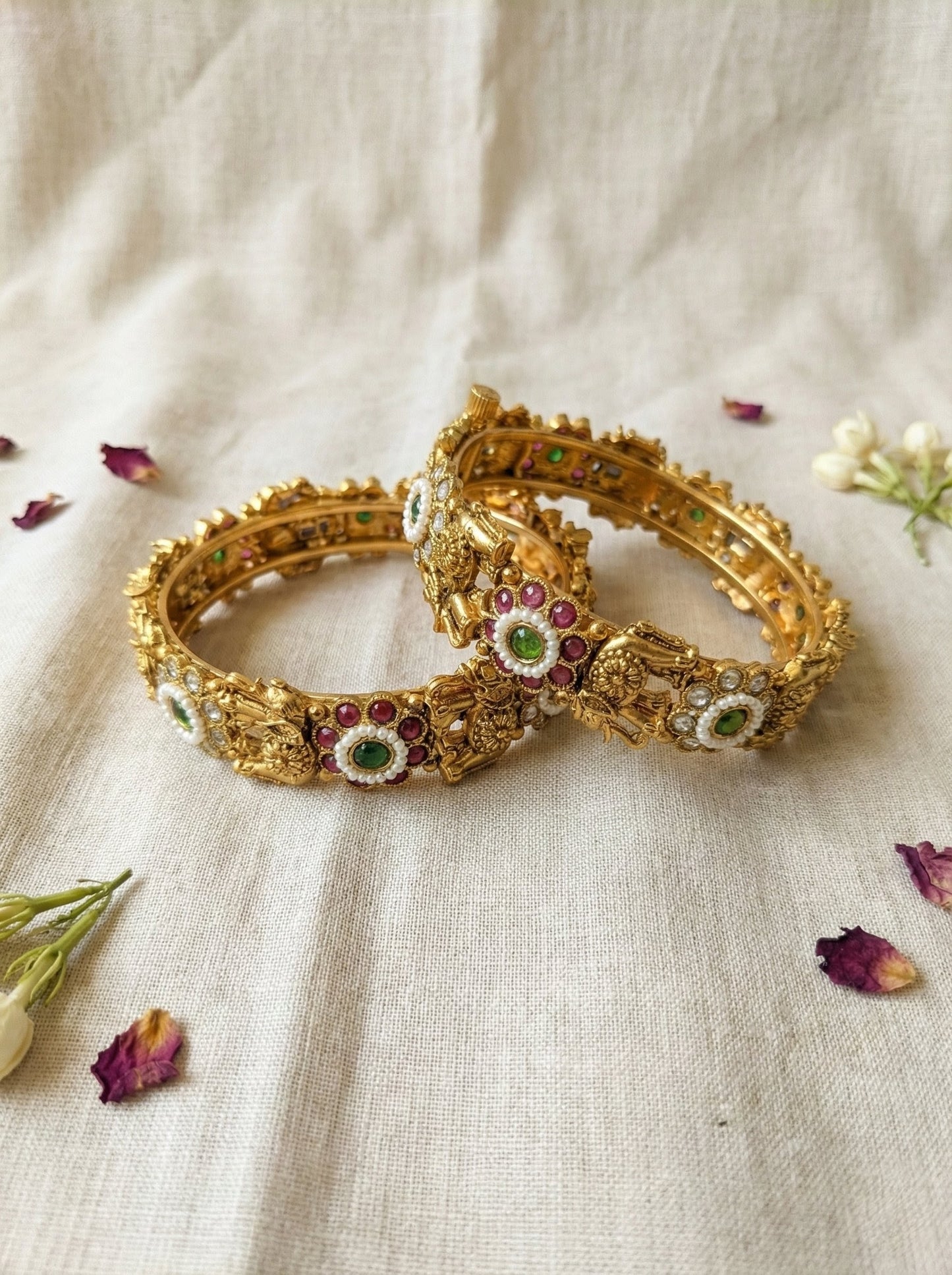 Mahek Elephant Antique Bangles (Openable)