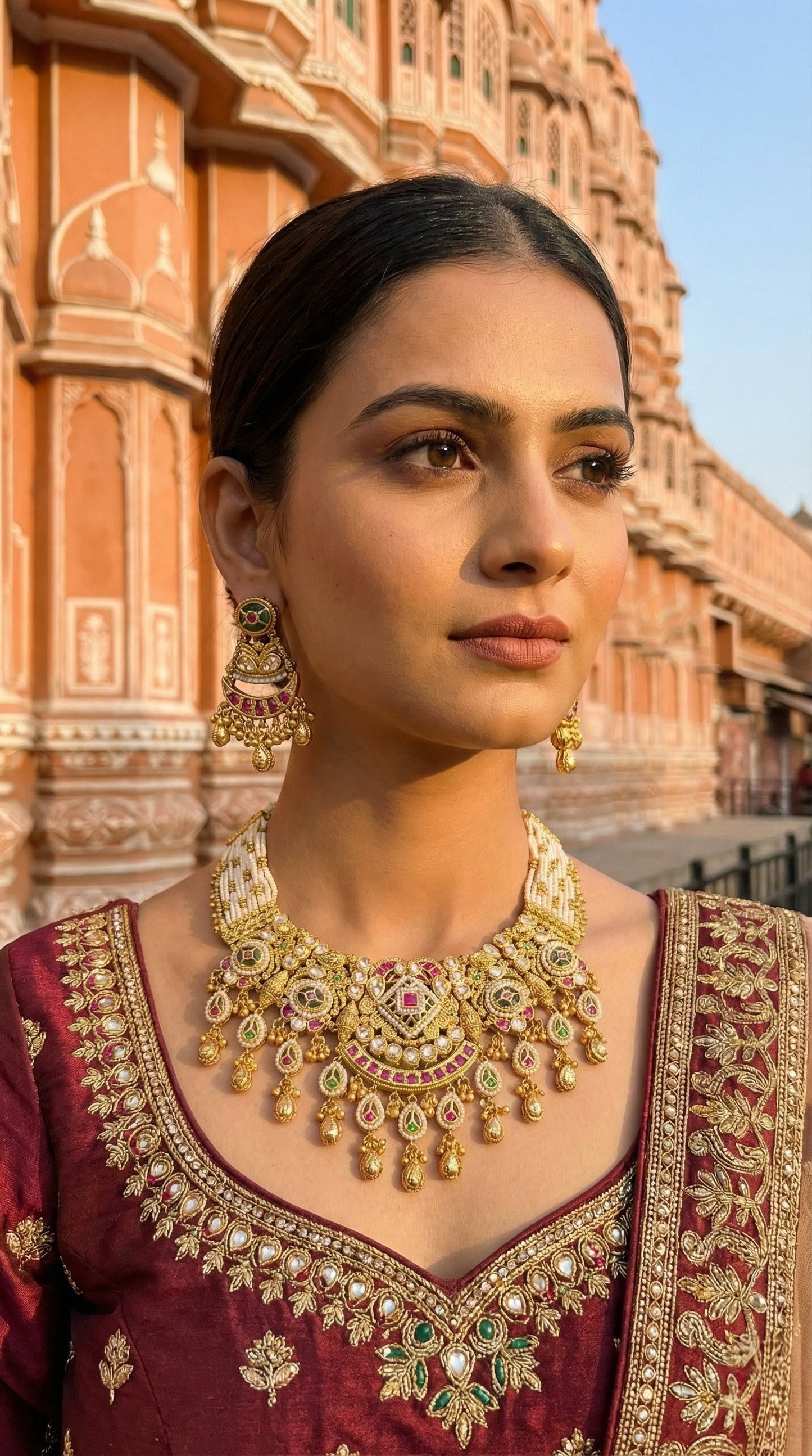 Mahima Antique Gold Look Heritage Necklace Set