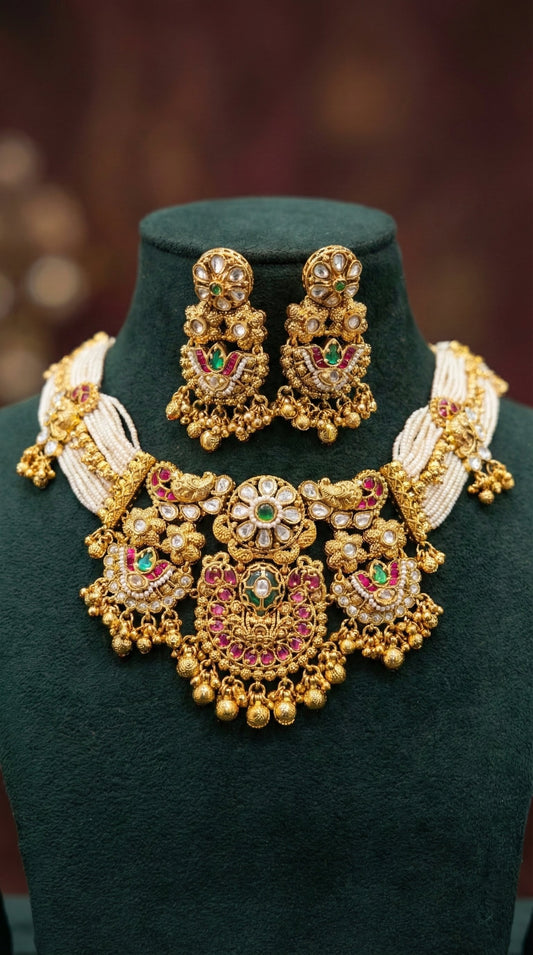 Bindiya Gold Look Heritage Necklace Set
