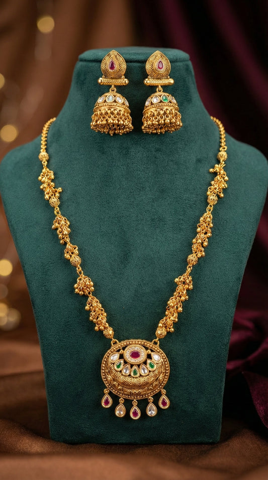 Lekha Swaroski Chain Pendant Set