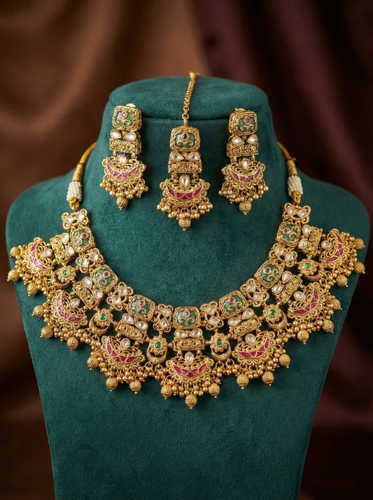 Latika Premium Gold Look Heritage Necklace Set