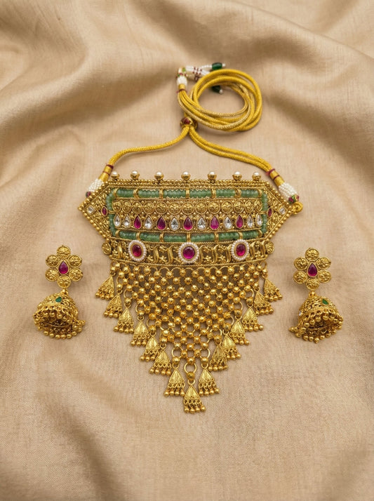 Isha Premium Gold look Choker Necklace