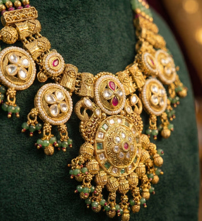 Kamini Antique Gold Necklace Set