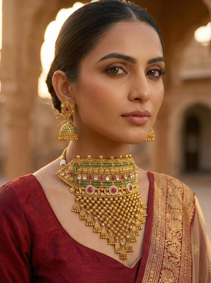 Isha Premium Gold look Choker Necklace