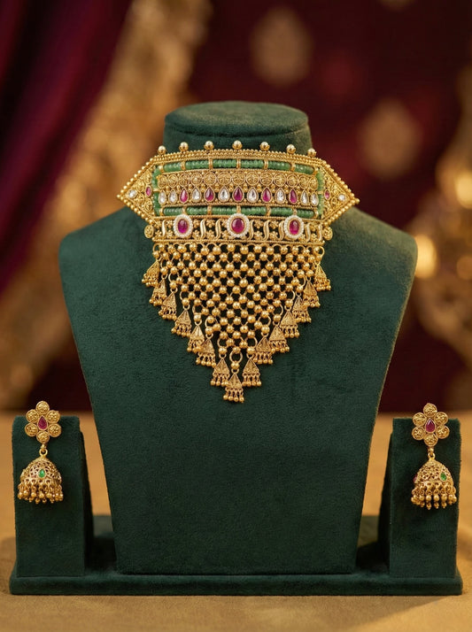 Isha Premium Gold look Choker Necklace