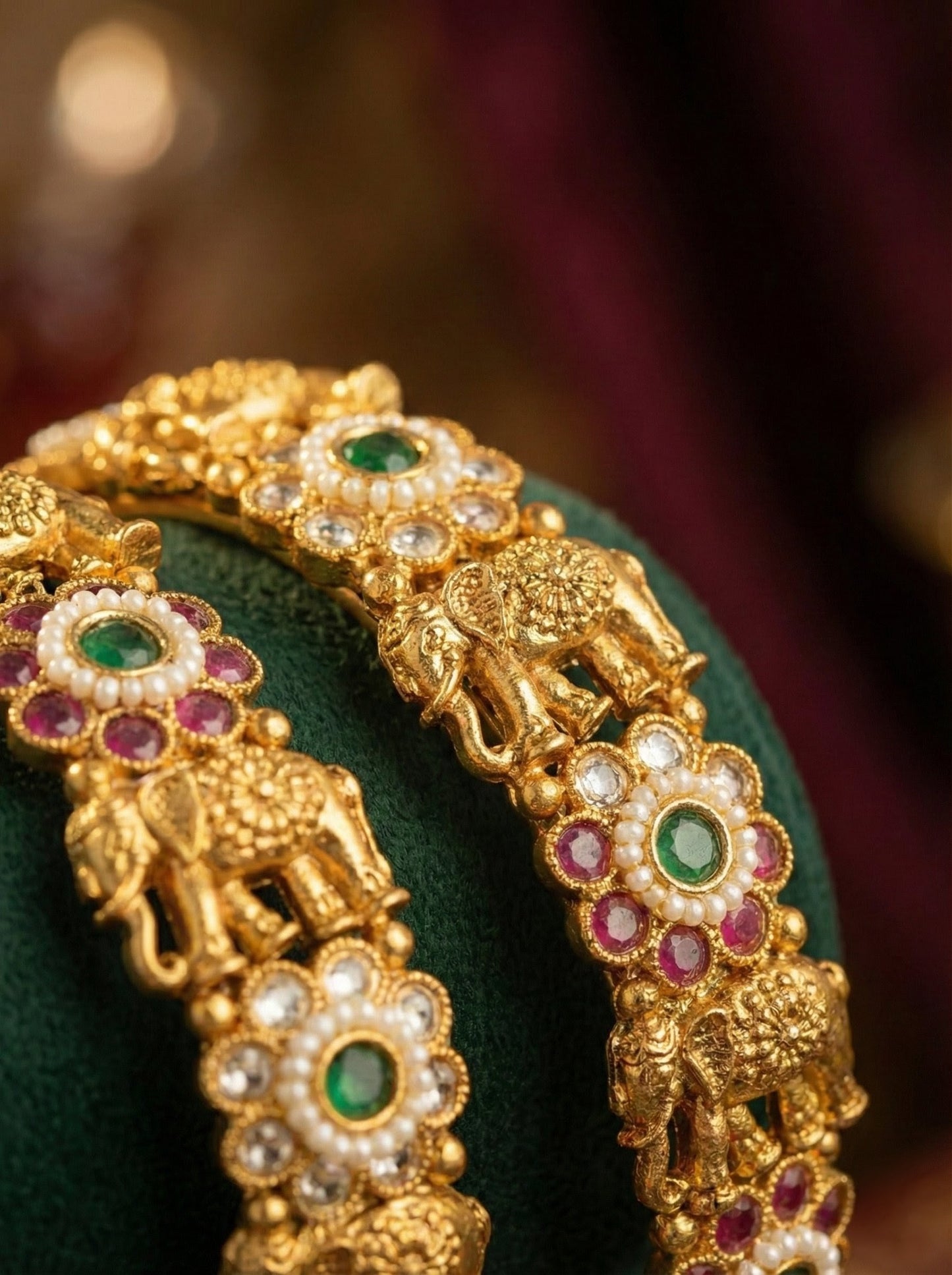 Mahek Elephant Antique Bangles (Openable)