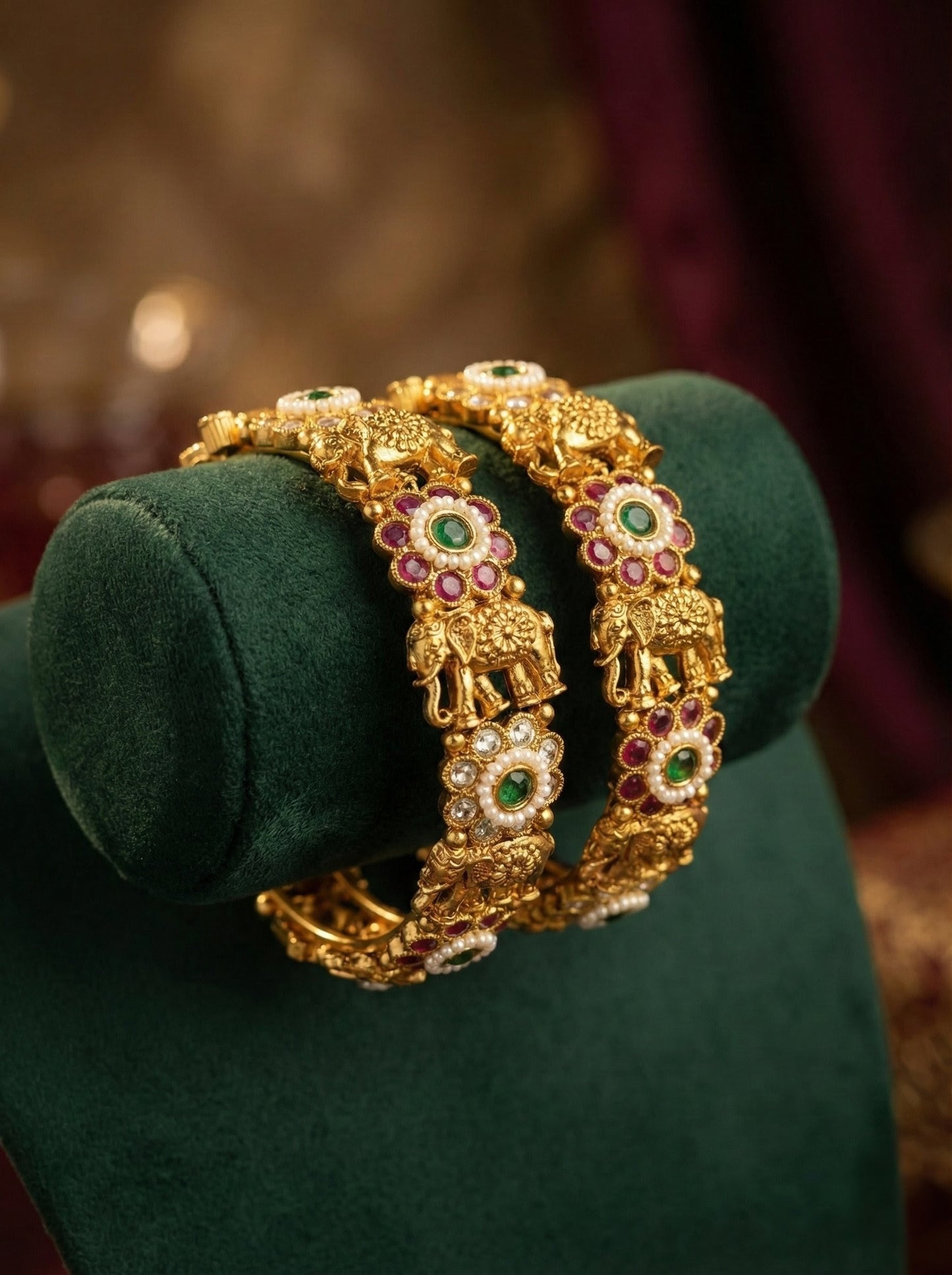 Mahek Elephant Antique Bangles (Openable)