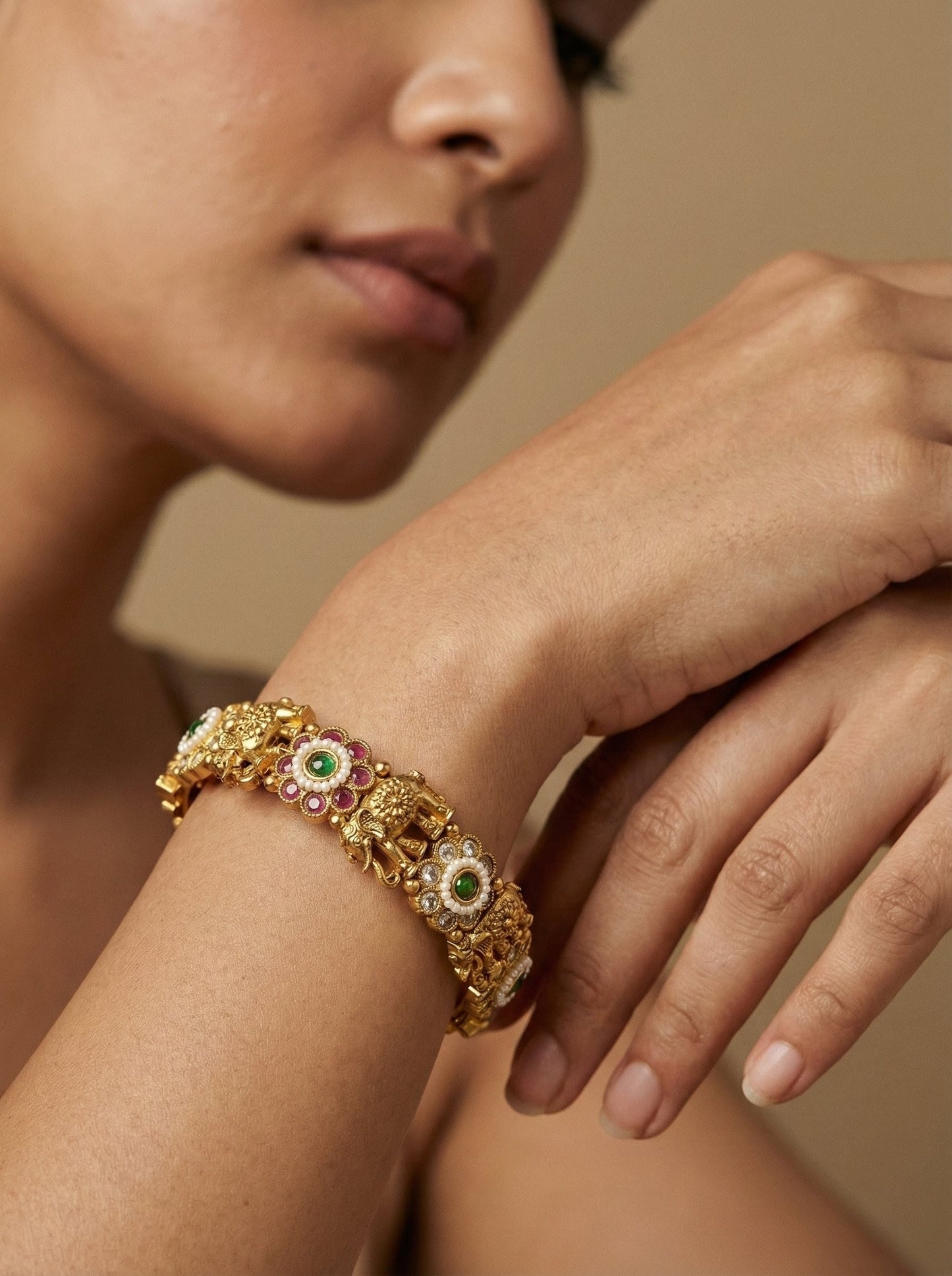 Mahek Elephant Antique Bangles (Openable)