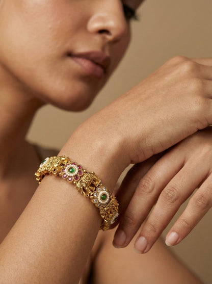 Mahek Elephant Antique Bangles (Openable)