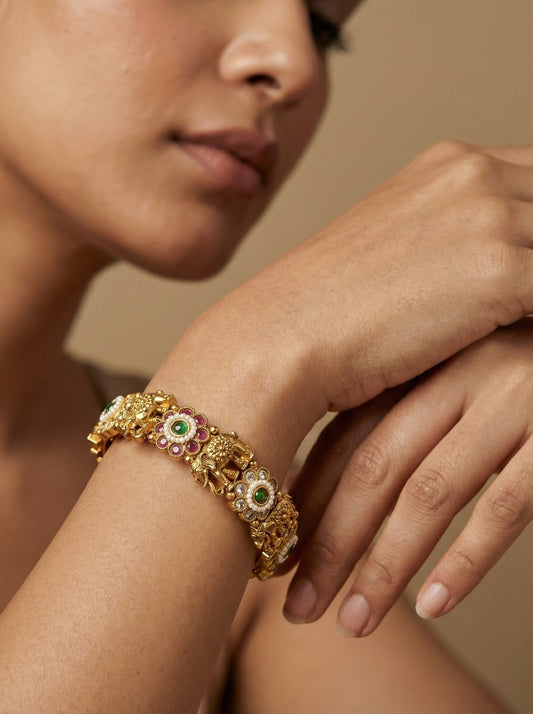 Mahek Elephant Antique Bangles (Openable)