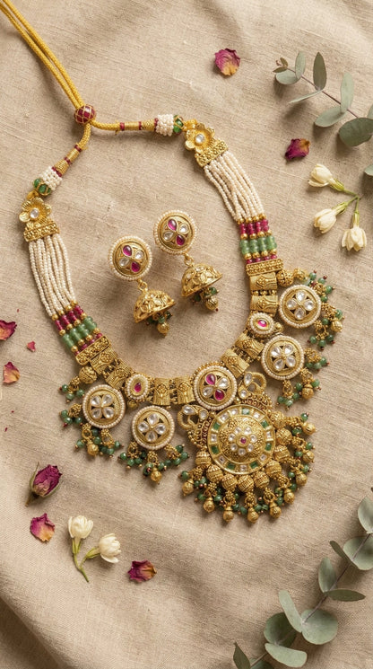 Kamini Antique Gold Necklace Set