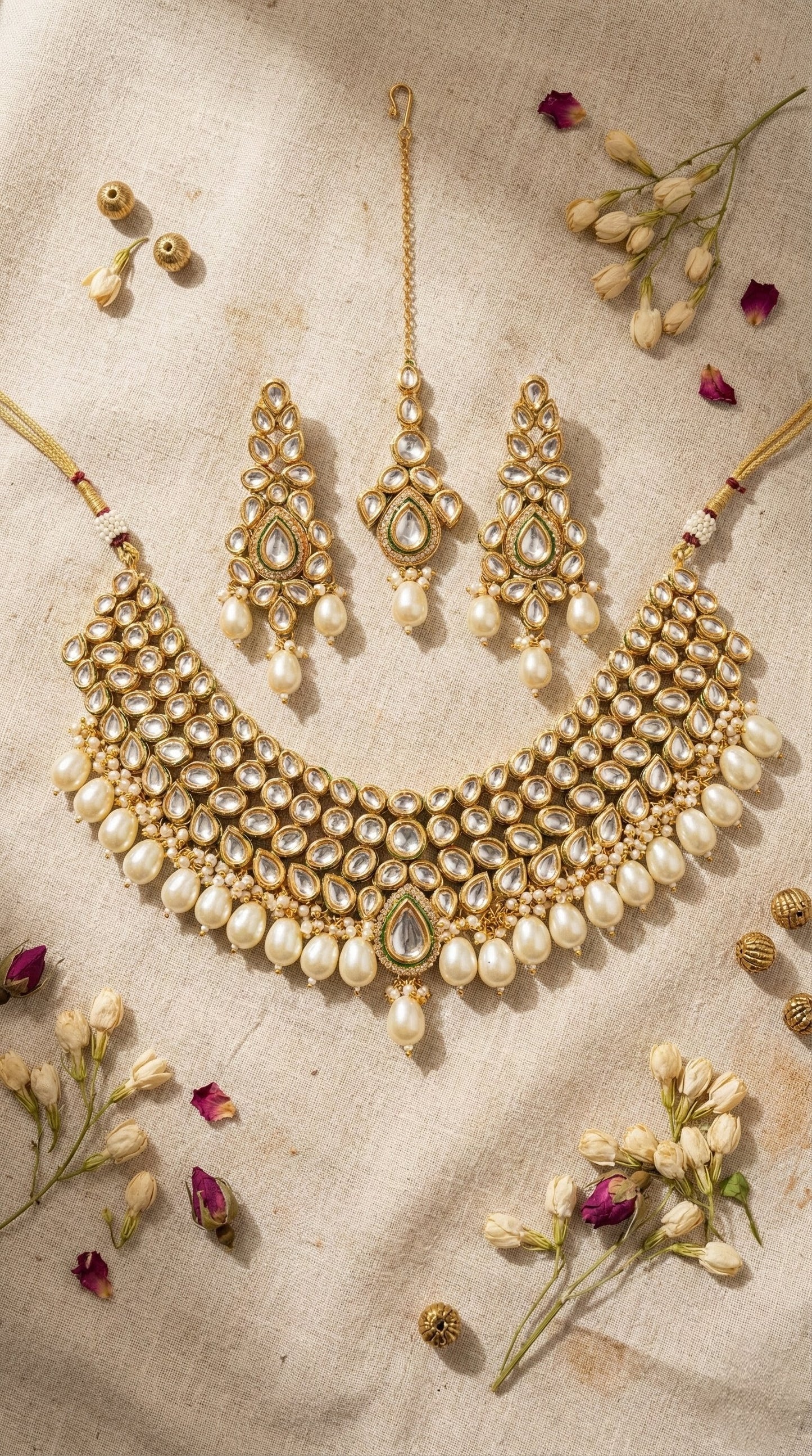 Nitya Premium Kundan Necklace With Maang Tika