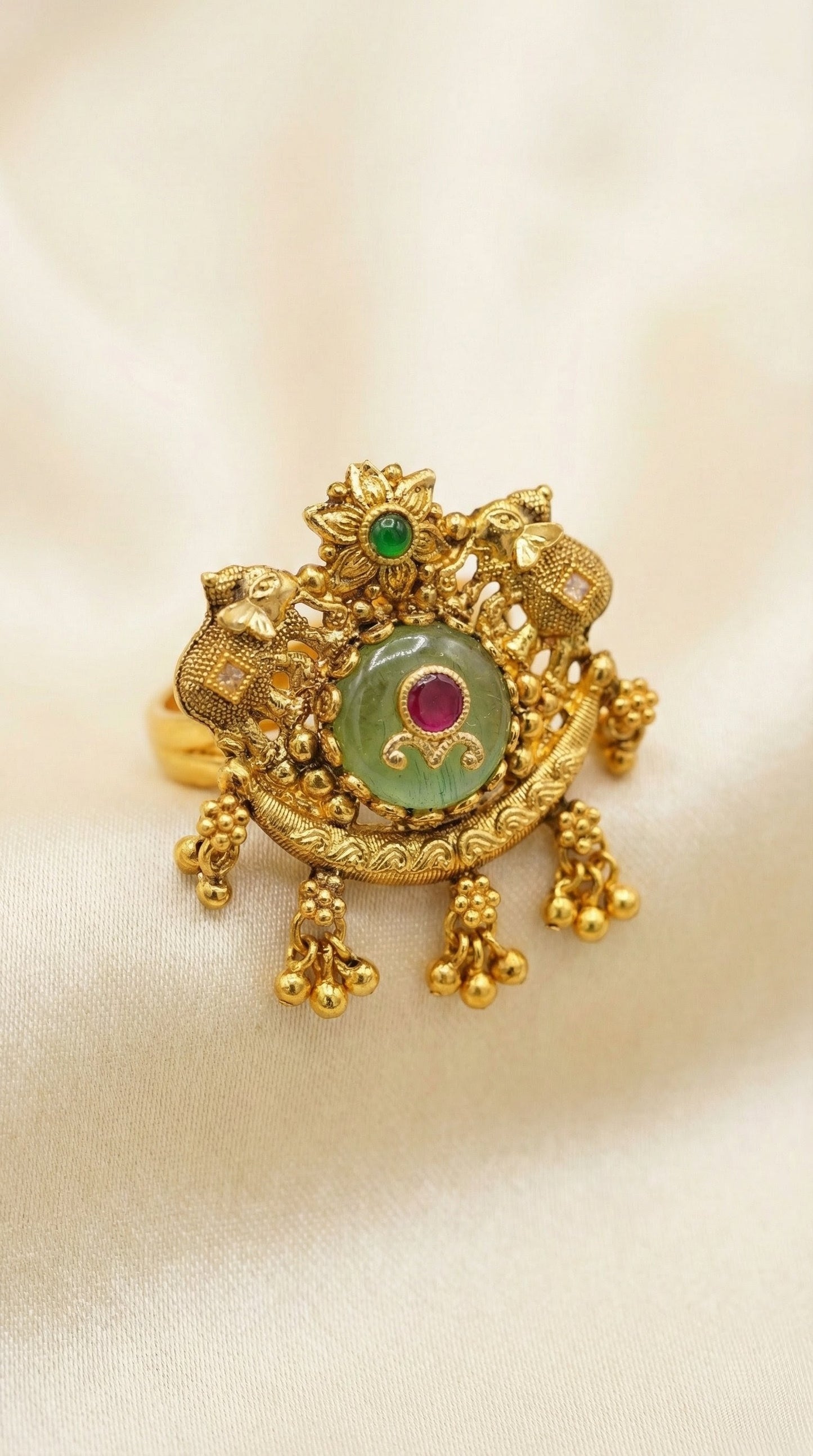 Anubha Antique Gold Finger Ring