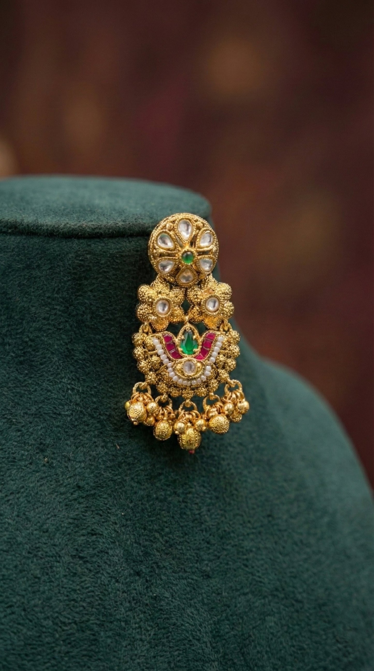 Bindiya Gold Look Heritage Necklace Set