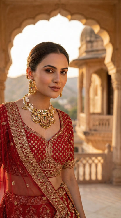 Bindiya Gold Look Heritage Necklace Set