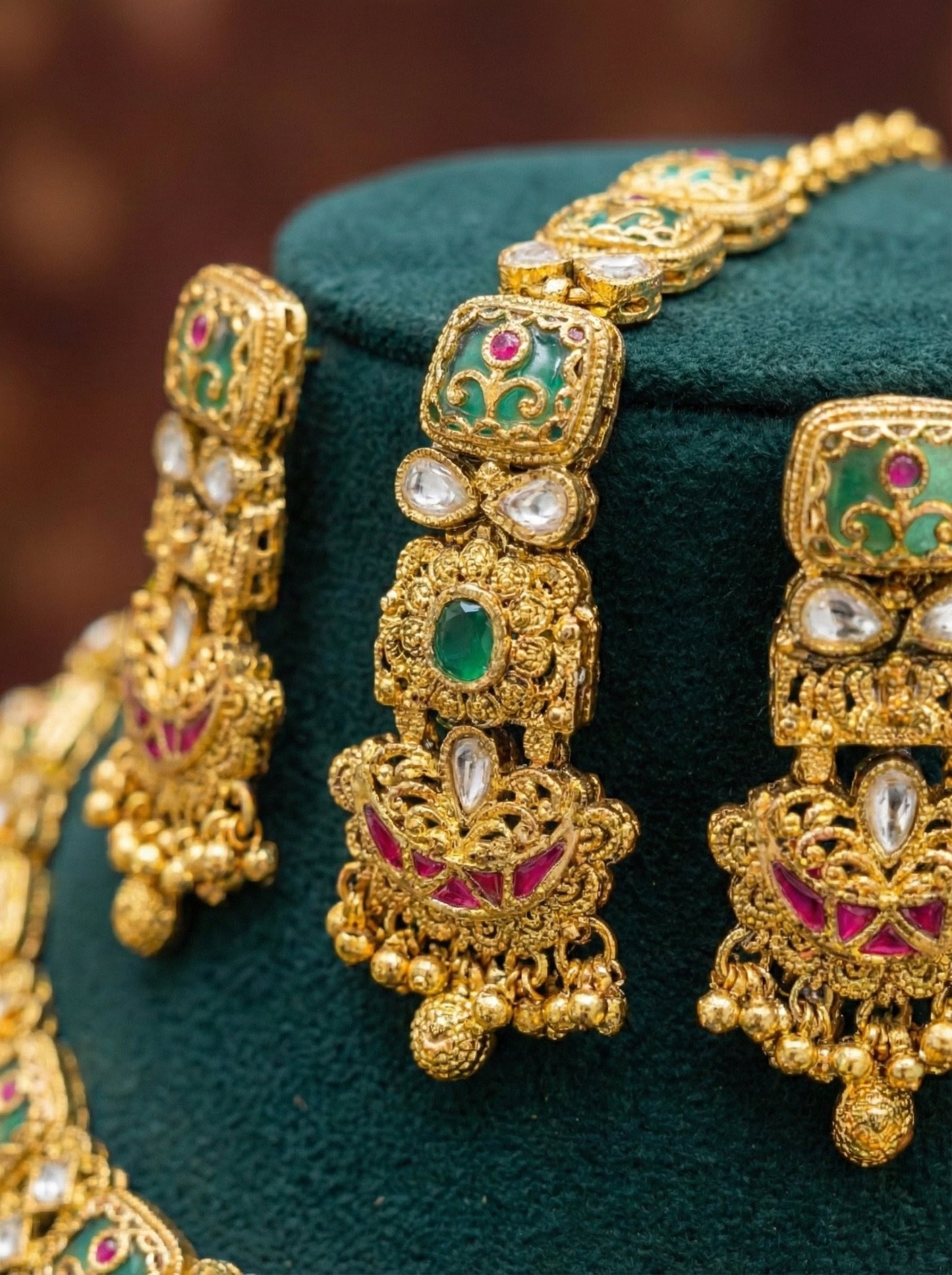 Latika Premium Gold Look Heritage Necklace Set