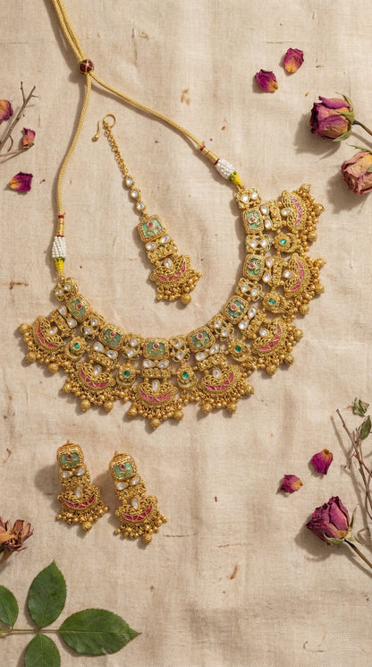Latika Premium Gold Look Heritage Necklace Set