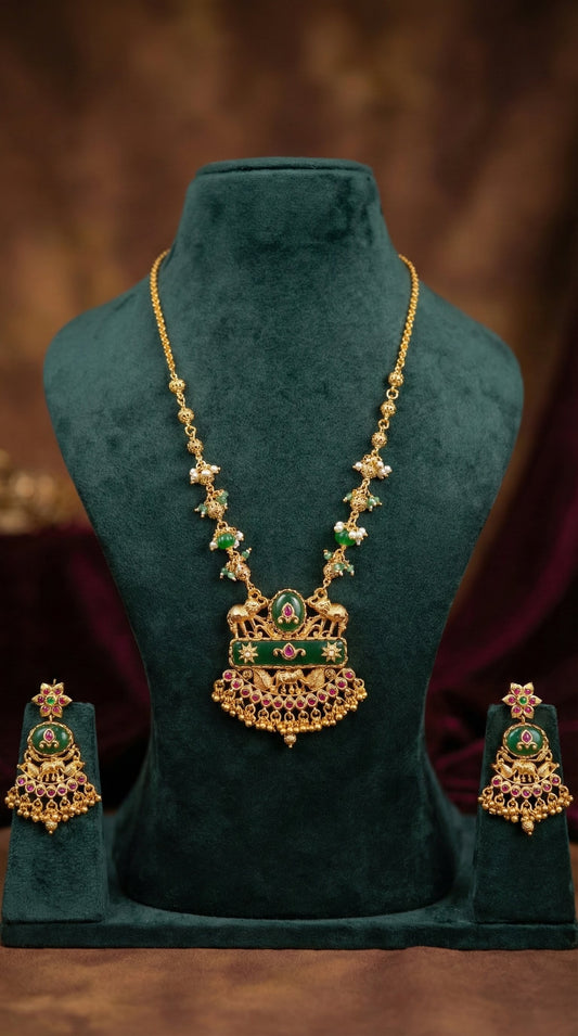 Juhi Elephant Heritage Chain Pendant Set