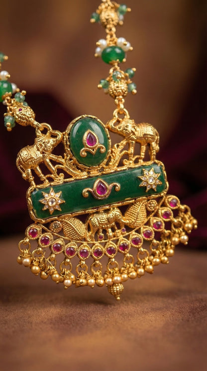 Juhi Elephant Heritage Chain Pendant Set