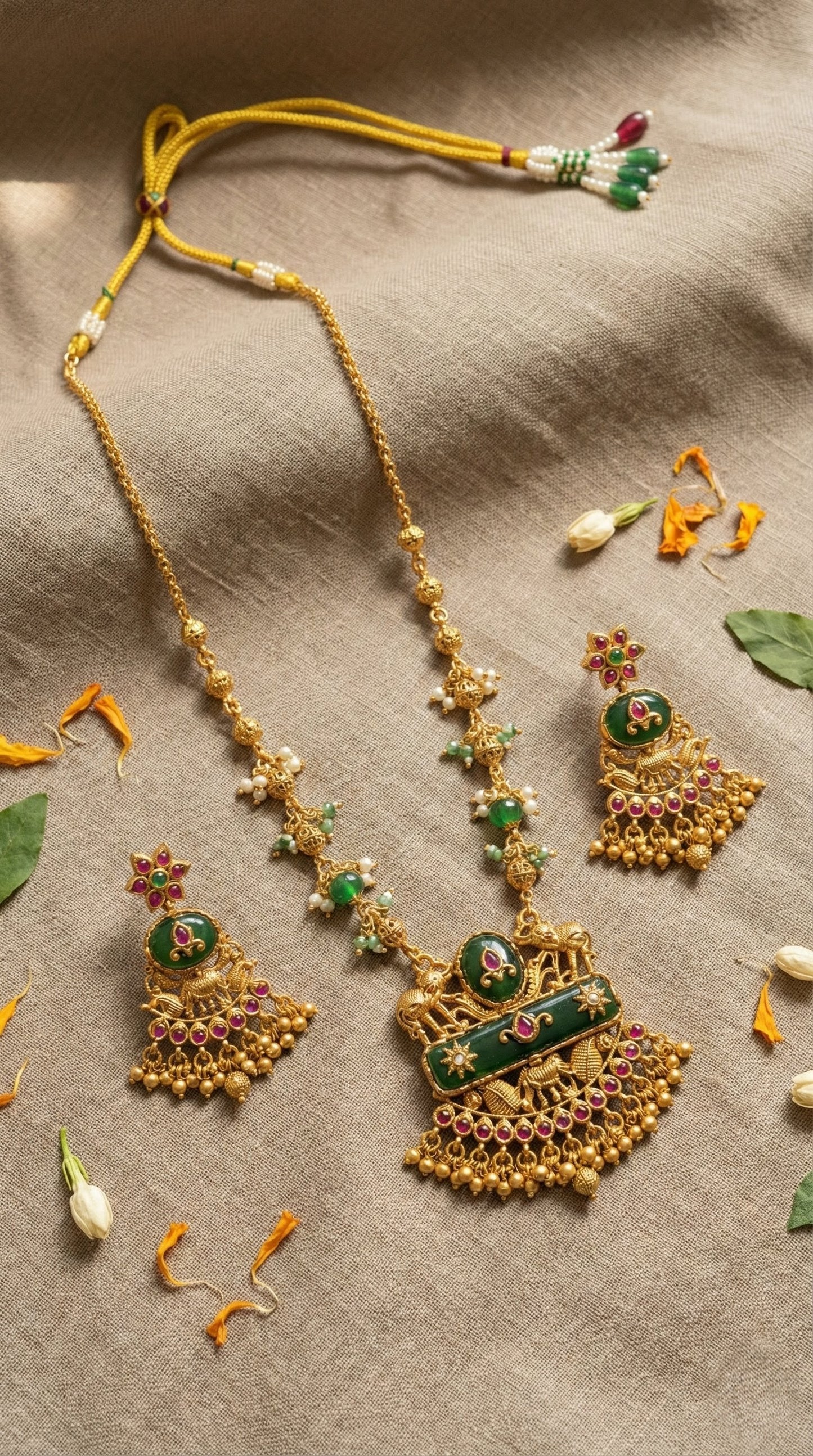 Juhi Elephant Heritage Chain Pendant Set