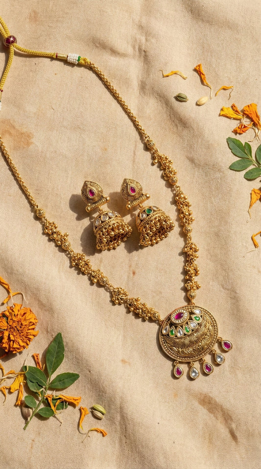 Lekha  Swaroski Chain Pendant Set