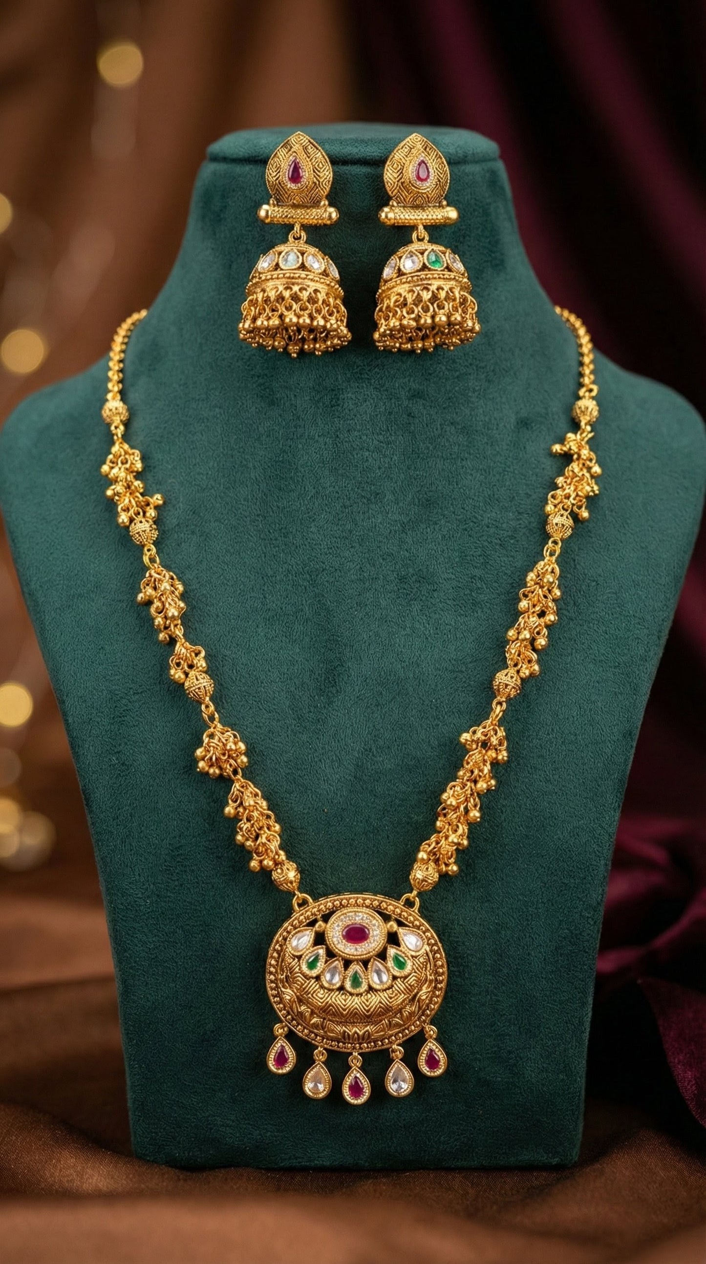 Lekha  Swaroski Chain Pendant Set