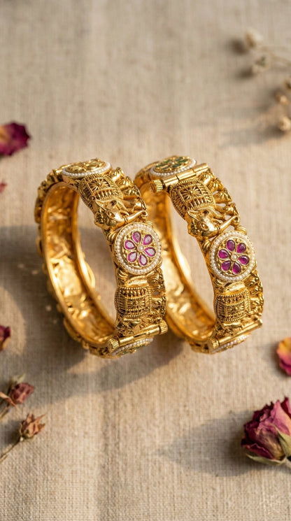 Shalini Elephant Rajwadi Bangles (Openable)