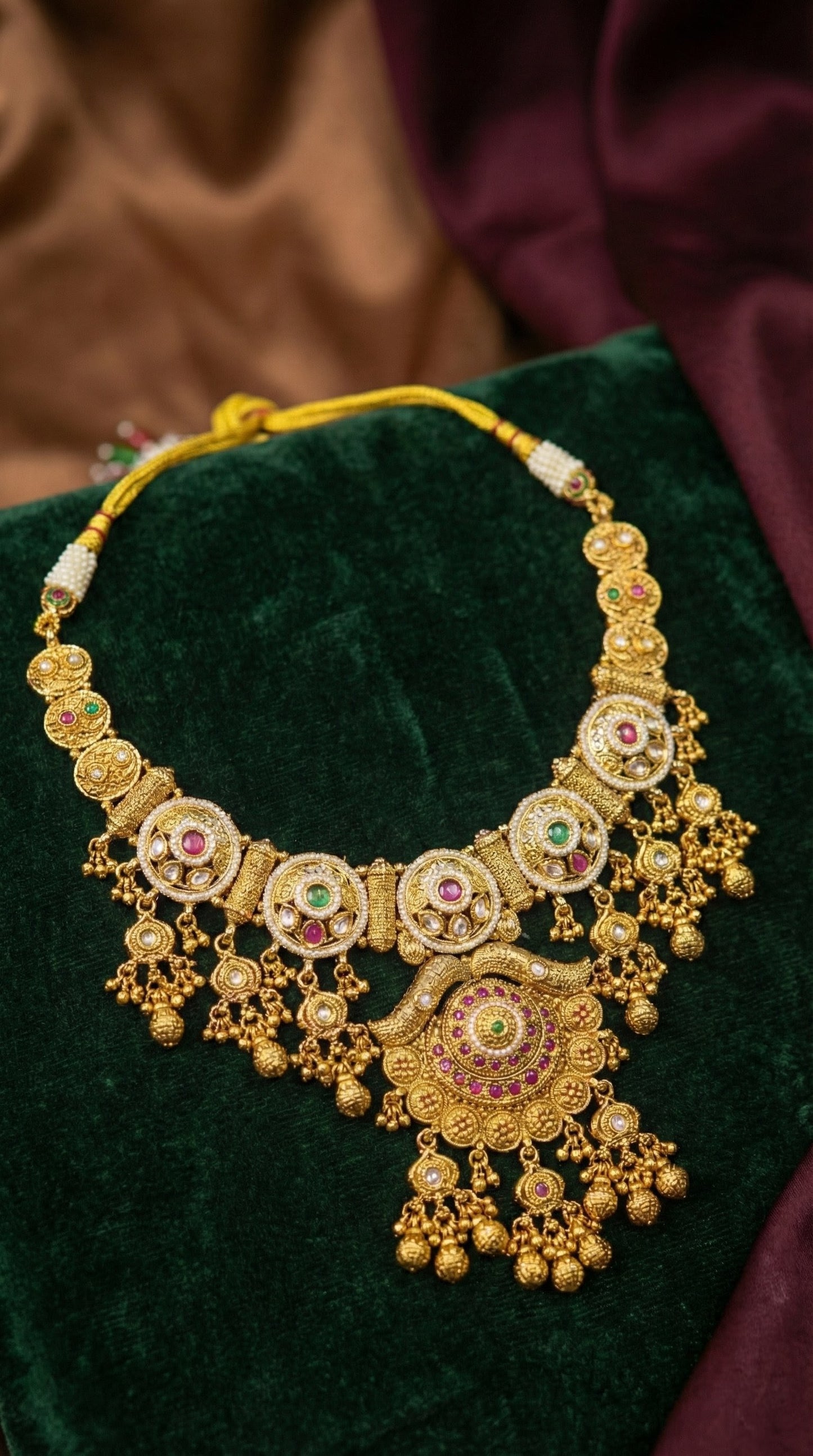 Janaki Rajwadi Gold Look Heritage Necklace Set