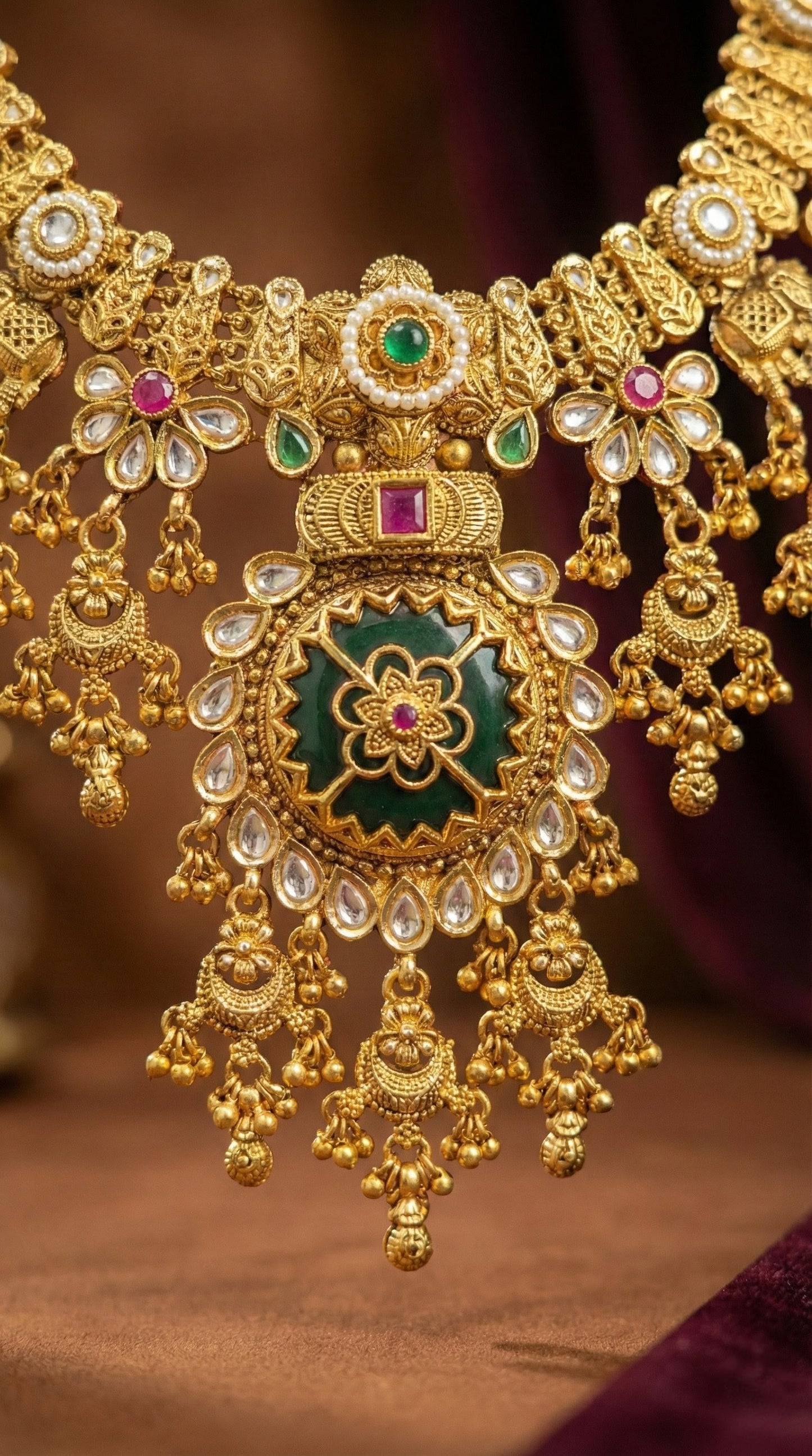 Kashvi Rajwadi Gold Look Heritage Necklace Set