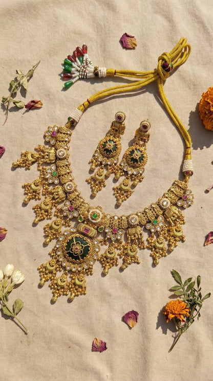 Kashvi Rajwadi Gold Look Heritage Necklace Set
