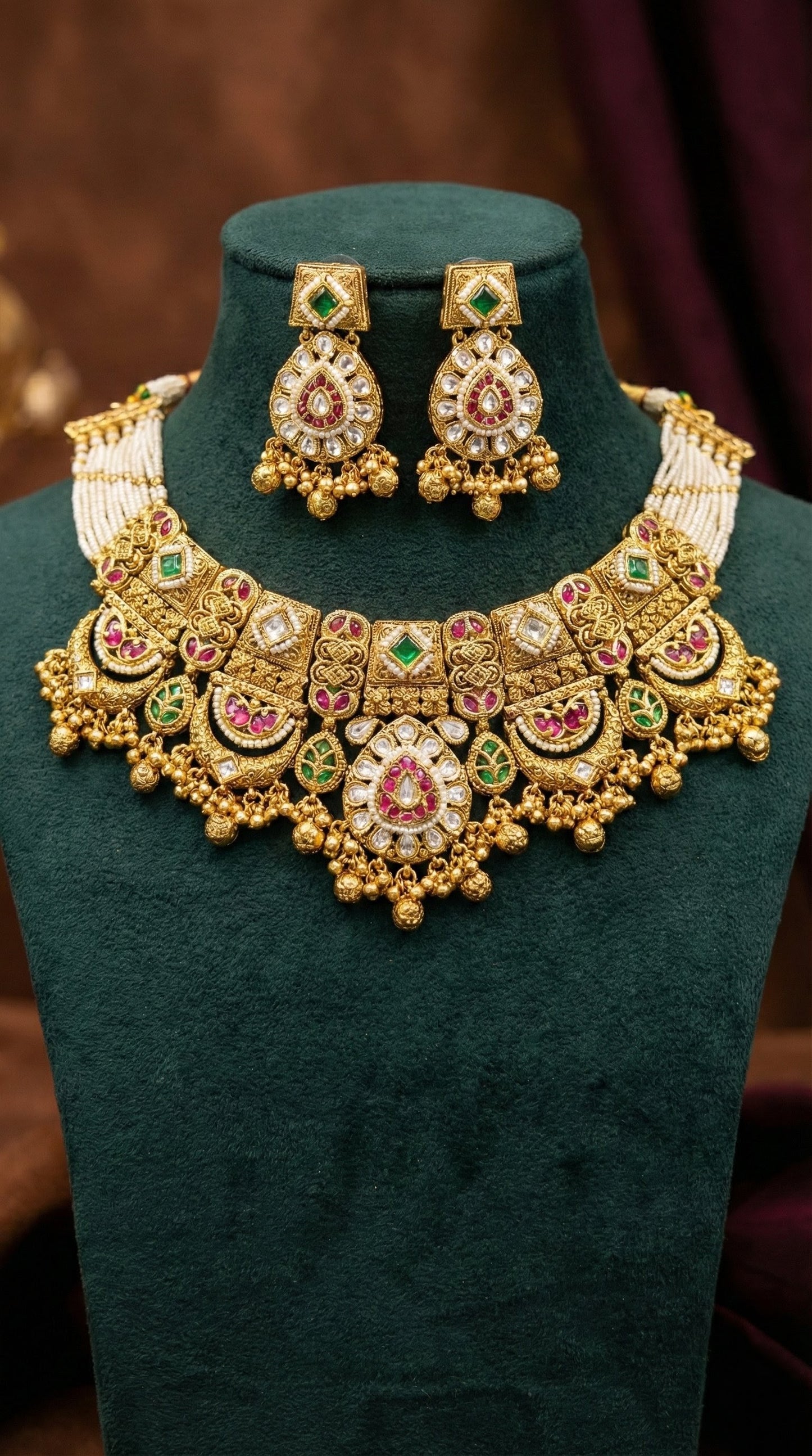 Raha Gold Look Heritage Necklace Set