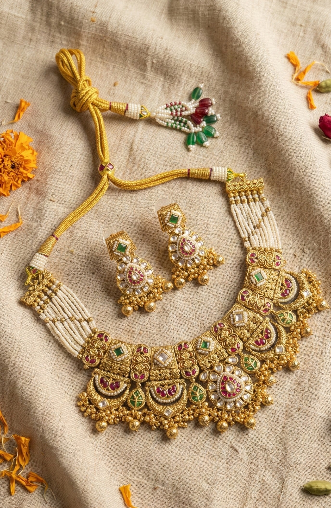 Raha Gold Look Heritage Necklace Set