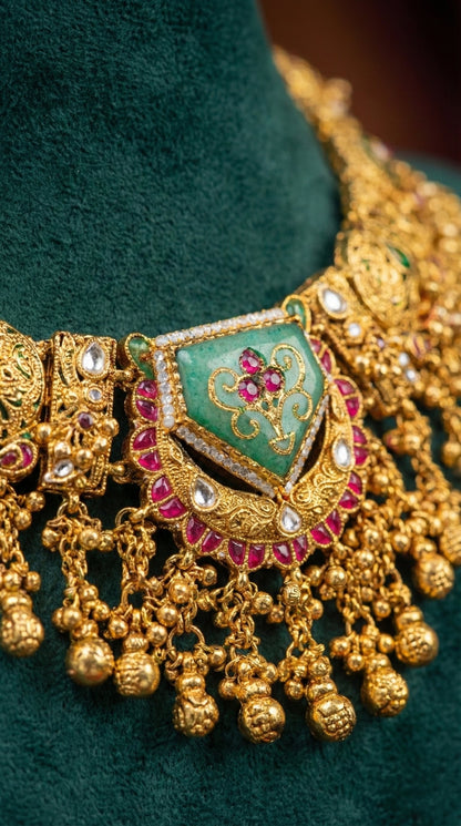 Mahima Antique Gold Look Heritage Necklace Set