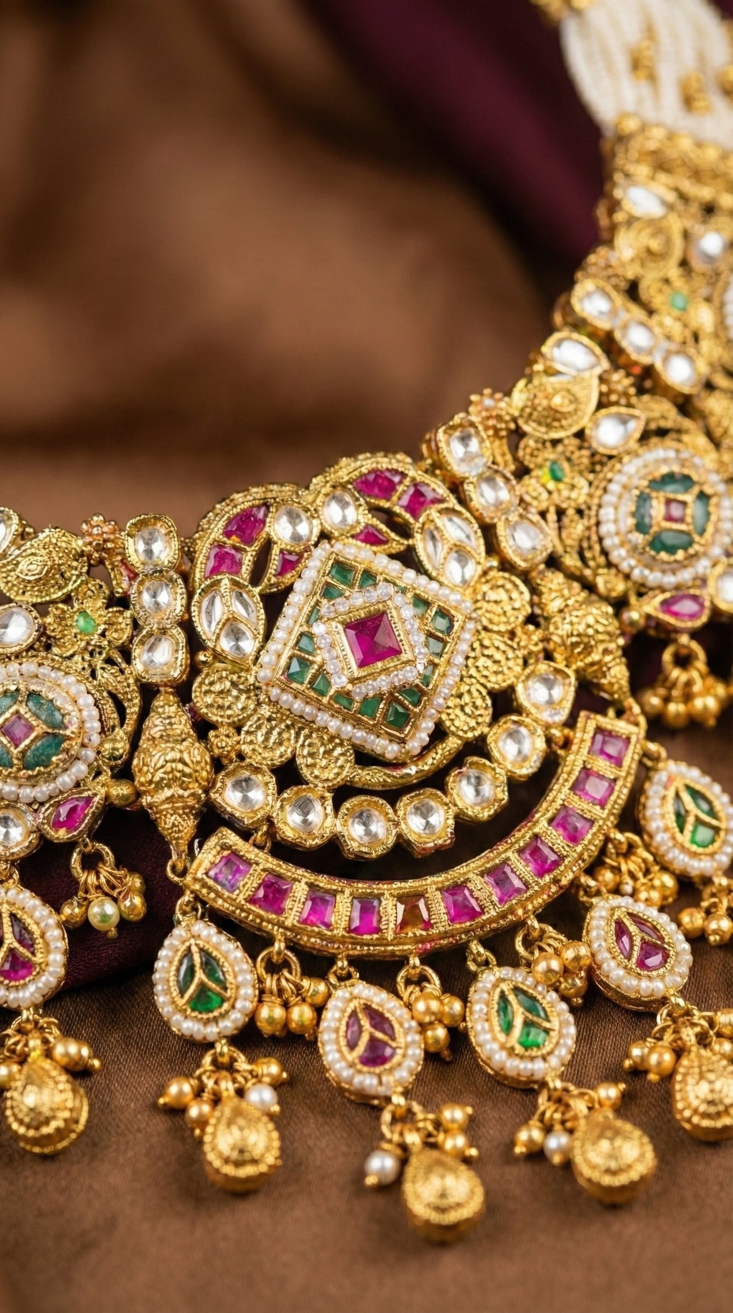 Mahima Antique Gold Look Heritage Necklace Set