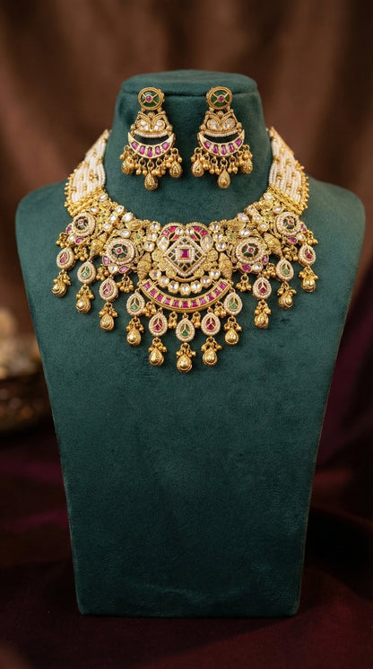 Mahima Antique Gold Look Heritage Necklace Set