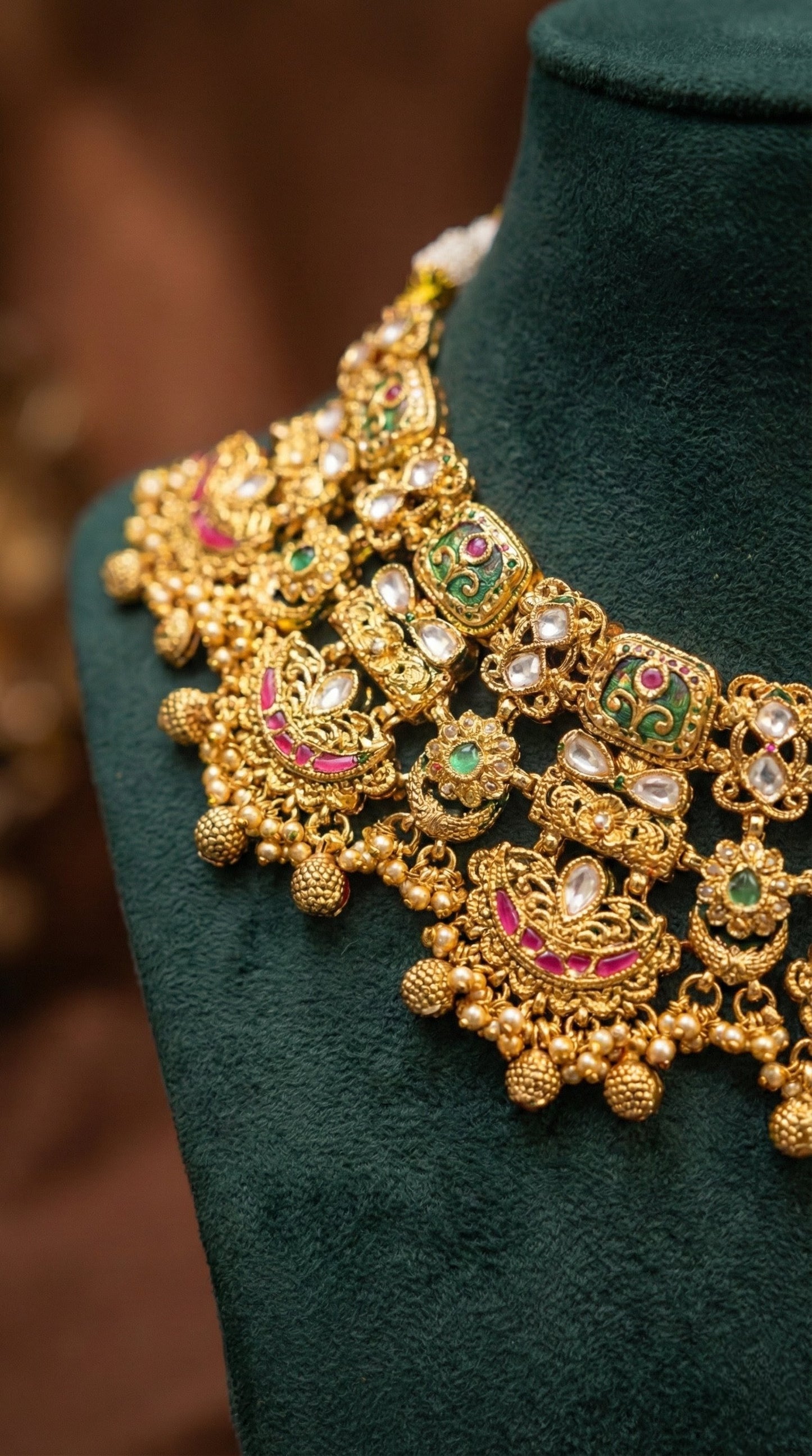 Latika Premium Gold Look Heritage Necklace Set