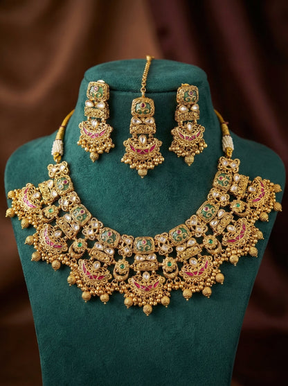 Latika Premium Gold Look Heritage Necklace Set