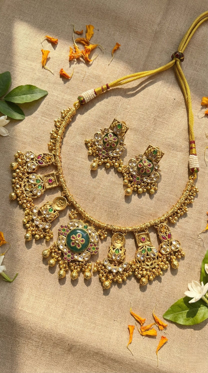 Swati Gold Look Heritage Hasli Set